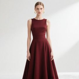 Elegant Sleeveless Wine Red A-Line Maxi Dress - Timeless Formal Attire