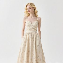 Elegant Floral Print Spaghetti Strap Maxi Dress - Summer Bridesmaid Party Gown