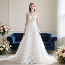 Elegant Sleeveless Lace Wedding Dress: Sweetheart Neck & A - line Skirt