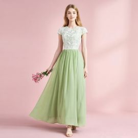 Elegant Mint Green Lace & Chiffon Maxi Dress for Weddings/Bridesmaids