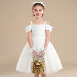 Elegant White Off - Shoulder Flower Girl Dress for Weddings & Special Occasions