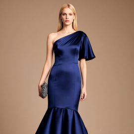 Stunning One - Shoulder Satin Mermaid Evening Gown for Formal Events