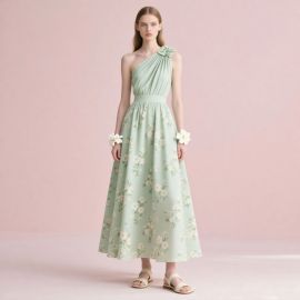 Chic One - Shoulder Mint Floral Print Maxi Dress for Women