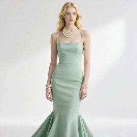 Mint Green Spaghetti Strap Mermaid Evening Gown - Elegant Formal Dress