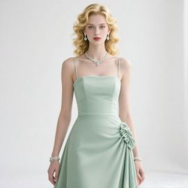 Mint Green Spaghetti Strap Ruffled Evening Dress - Elegant Formal Gown
