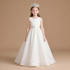Elegant White Flower Girl Dress - Perfect for Weddings & Formal Occasions