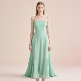 Mint Green Spaghetti Strap Maxi Dress - Elegant Flowy Summer Style