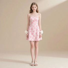 Pink Floral Spaghetti Strap A-Line Mini Dress - Summer Casual Style