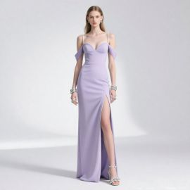 Lavender Off - Shoulder High Slit Evening Gown | Elegant Formal Dress for Special Occasions