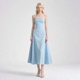 Light Blue Spaghetti Strap Midi Dress - Elegant & Chic Women's Fashion