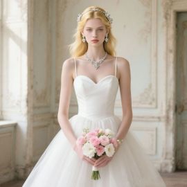 Elegant White Wedding Dress: Spaghetti Straps & Sweetheart Neckline - Tulle Ball Gown Style