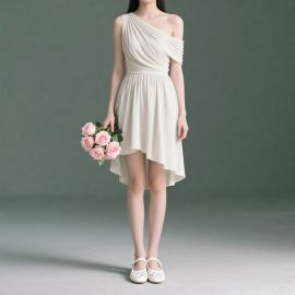 Elegant One - Shoulder Asymmetric Hem Chiffon Dress for Women