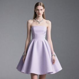 Lavender Strapless Short Prom Dress - Elegant A-Line Skirt for Formal Events