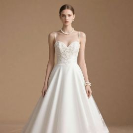 Elegant Lace Spaghetti Strap Heart - Neckline A - Line Wedding Dress