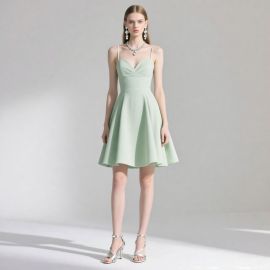 Mint Green Spaghetti Strap A-Line Dress: Elegant Party & Cocktail Style