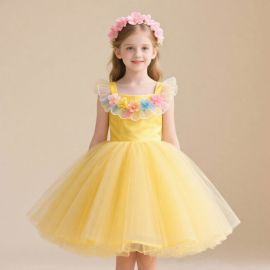 Yellow Tulle Flower Girl Dress for Weddings & Parties