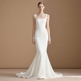 Elegant Square Neck Mermaid Wedding Dress - Timeless White Bridal Gown